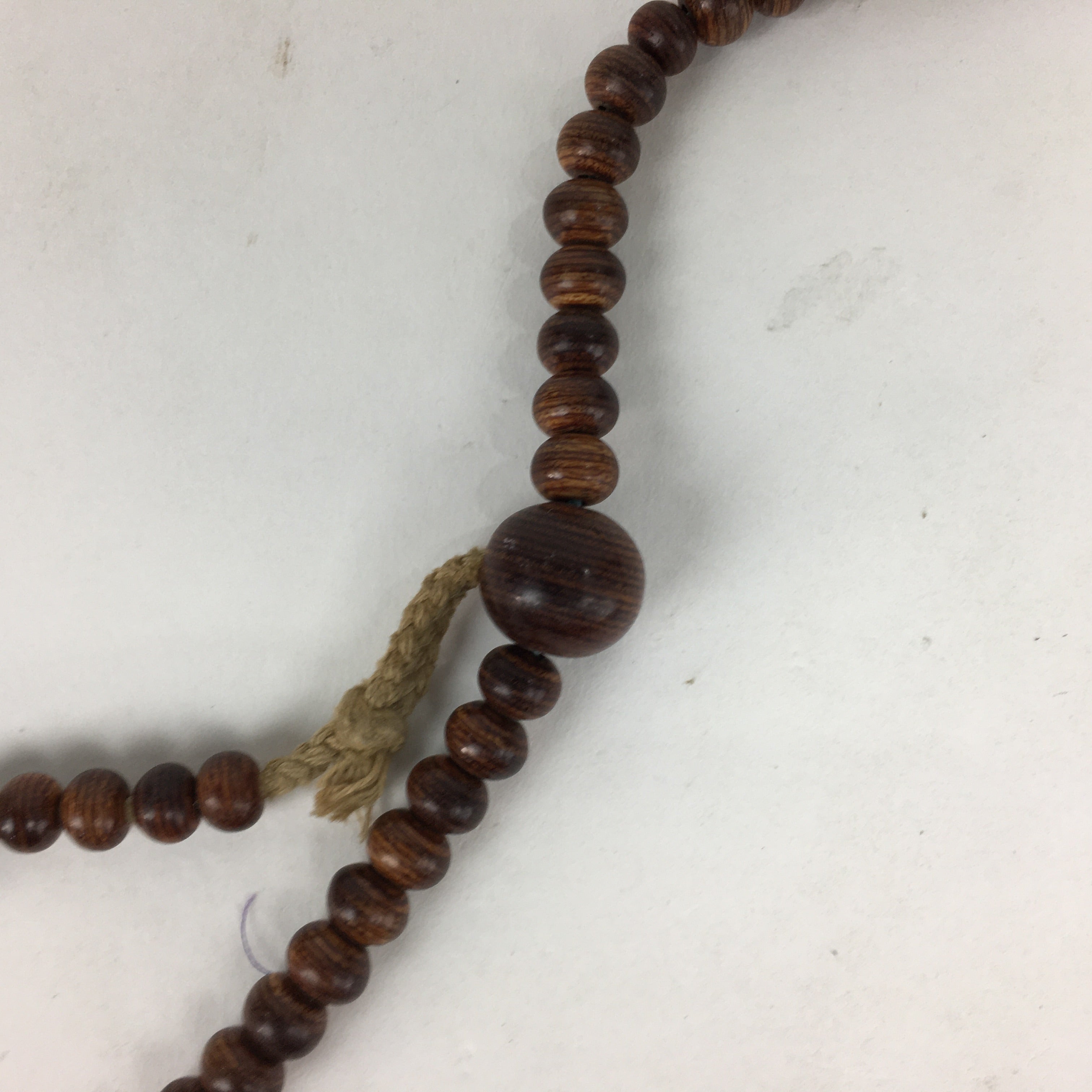 Japanese Buddhist Prayer Beads Vtg Brown Wood Beads Juzu Rosary Bracelet JZ82