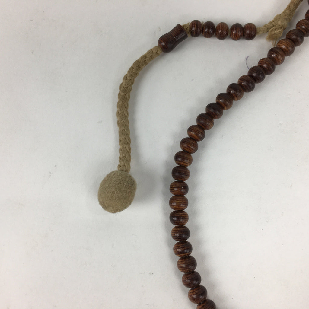 Japanese Buddhist Prayer Beads Vtg Brown Wood Beads Juzu Rosary Bracelet JZ82