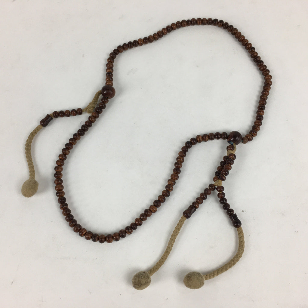 Japanese Buddhist Prayer Beads Vtg Brown Wood Beads Juzu Rosary Bracelet JZ82