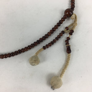 Japanese Buddhist Prayer Beads Vtg Brown Wood Beads Juzu Rosary Bracelet JZ83