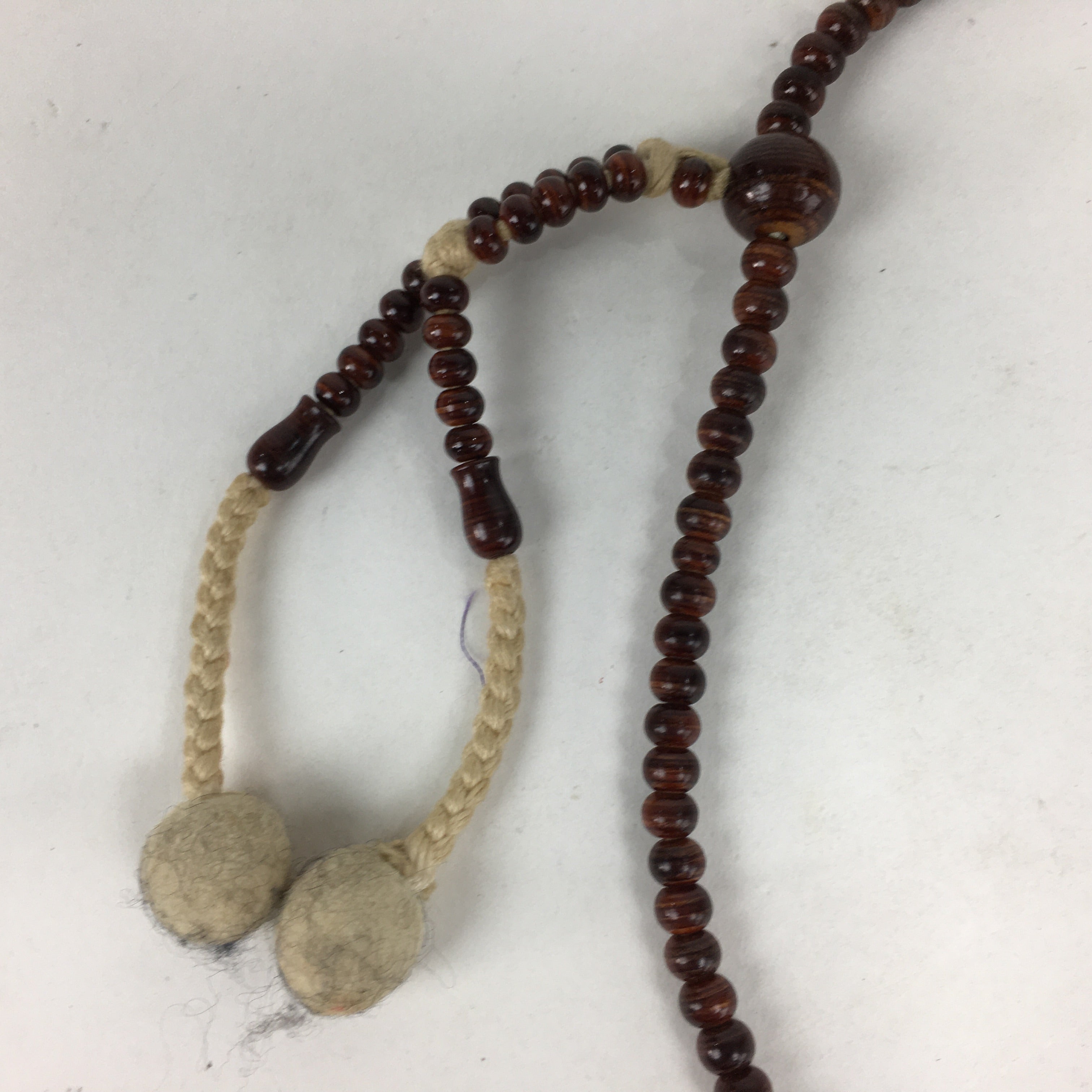 Japanese Buddhist Prayer Beads Vtg Brown Wood Beads Juzu Rosary Bracelet JZ83