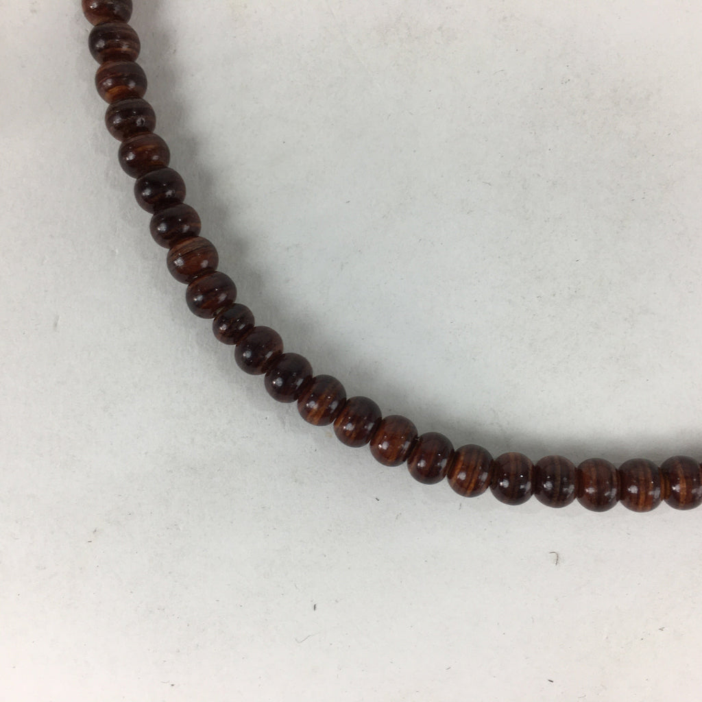 Japanese Buddhist Prayer Beads Vtg Brown Wood Beads Juzu Rosary Bracelet JZ83