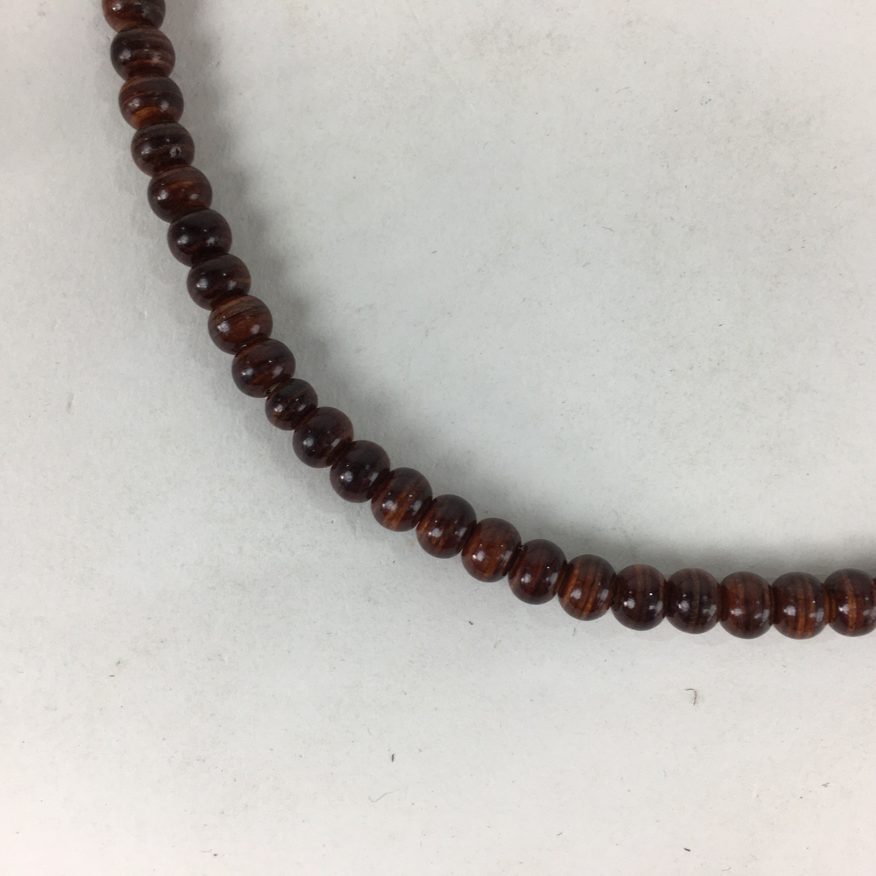 Japanese Buddhist Prayer Beads Vtg Brown Wood Beads Juzu Rosary Bracelet JZ83