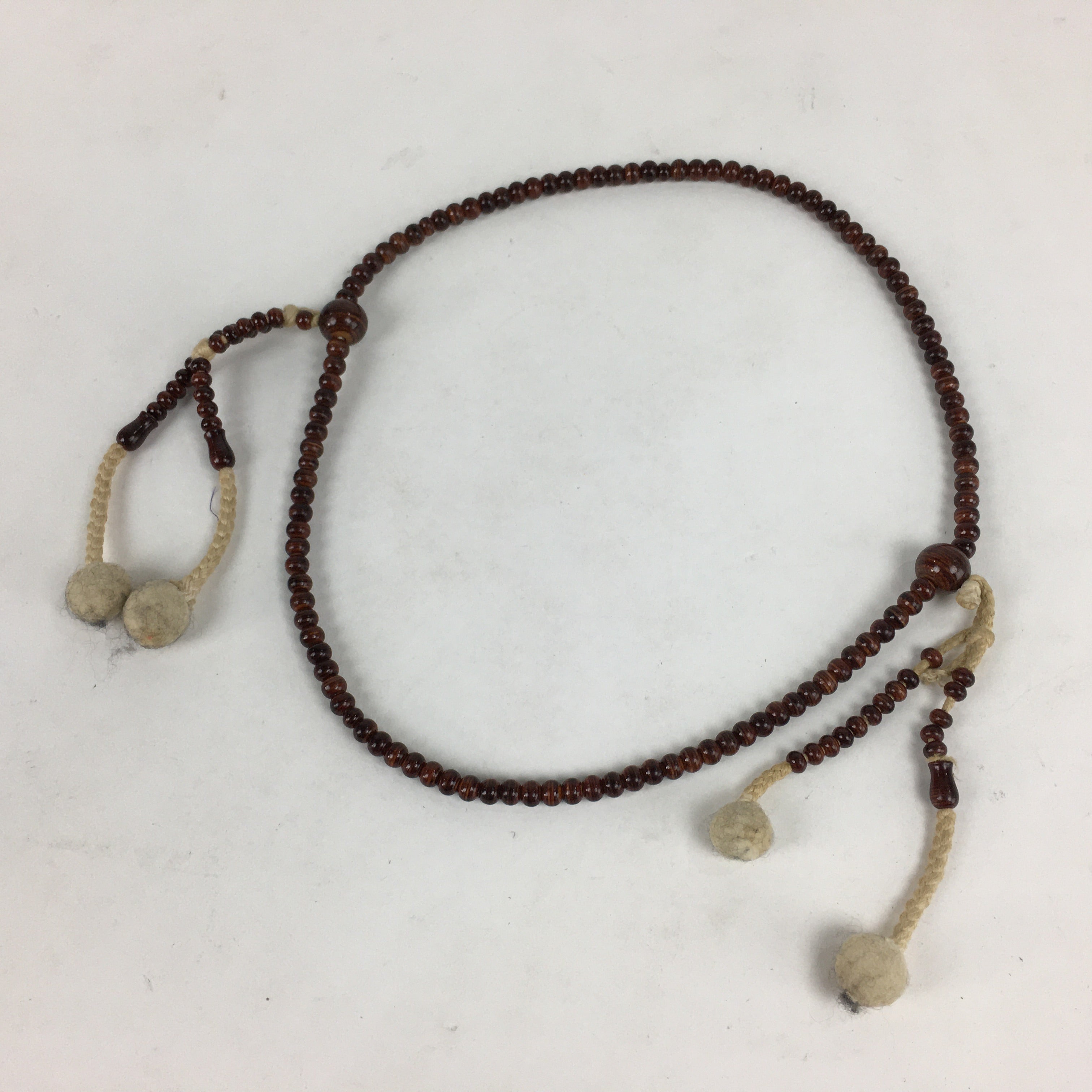 Japanese Buddhist Prayer Beads Vtg Brown Wood Beads Juzu Rosary Bracelet JZ83