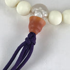 Japanese Buddhist Prayer Beads Vtg Juzu Rosary Bracelet White Beads JZ102