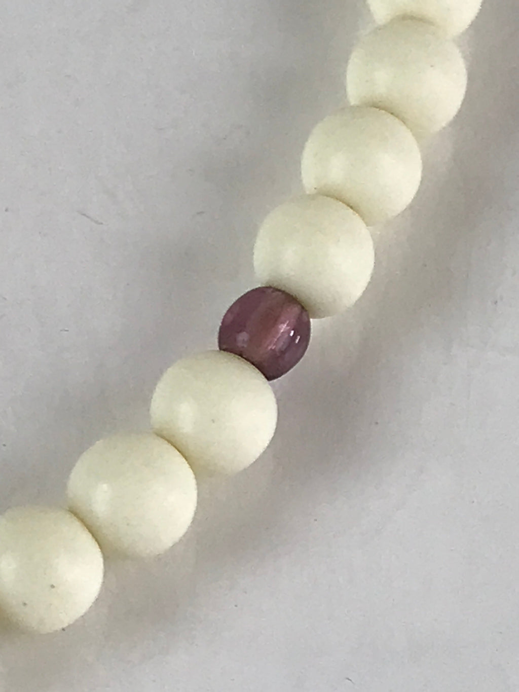 Japanese Buddhist Prayer Beads Vtg Juzu Rosary Bracelet White Beads JZ102