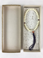 Japanese Buddhist Prayer Beads Vtg Juzu Rosary Bracelet White Beads JZ102