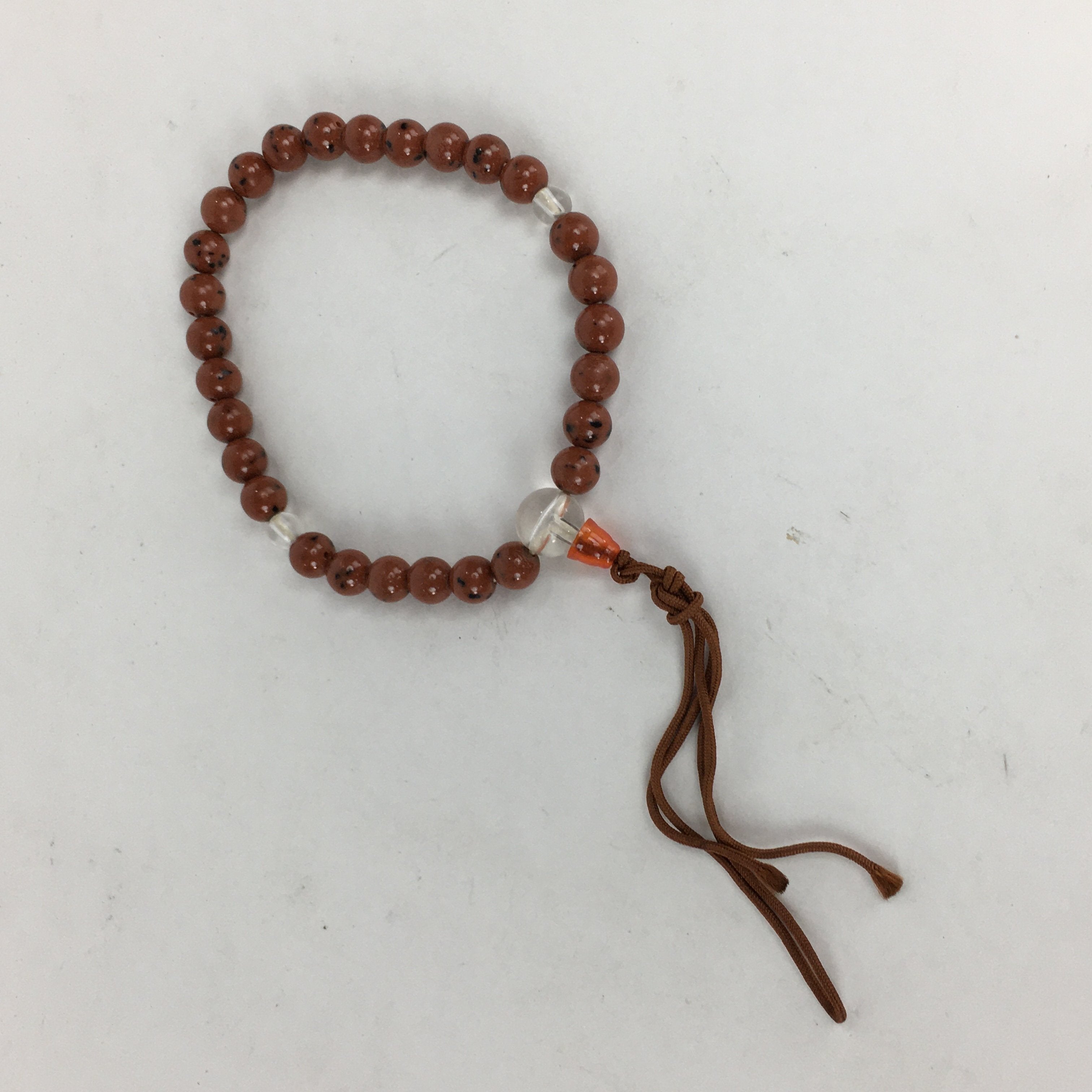 Japanese Buddhist Prayer Beads Vtg Mahogany Obsidian Style Juzu Rosary JZ73