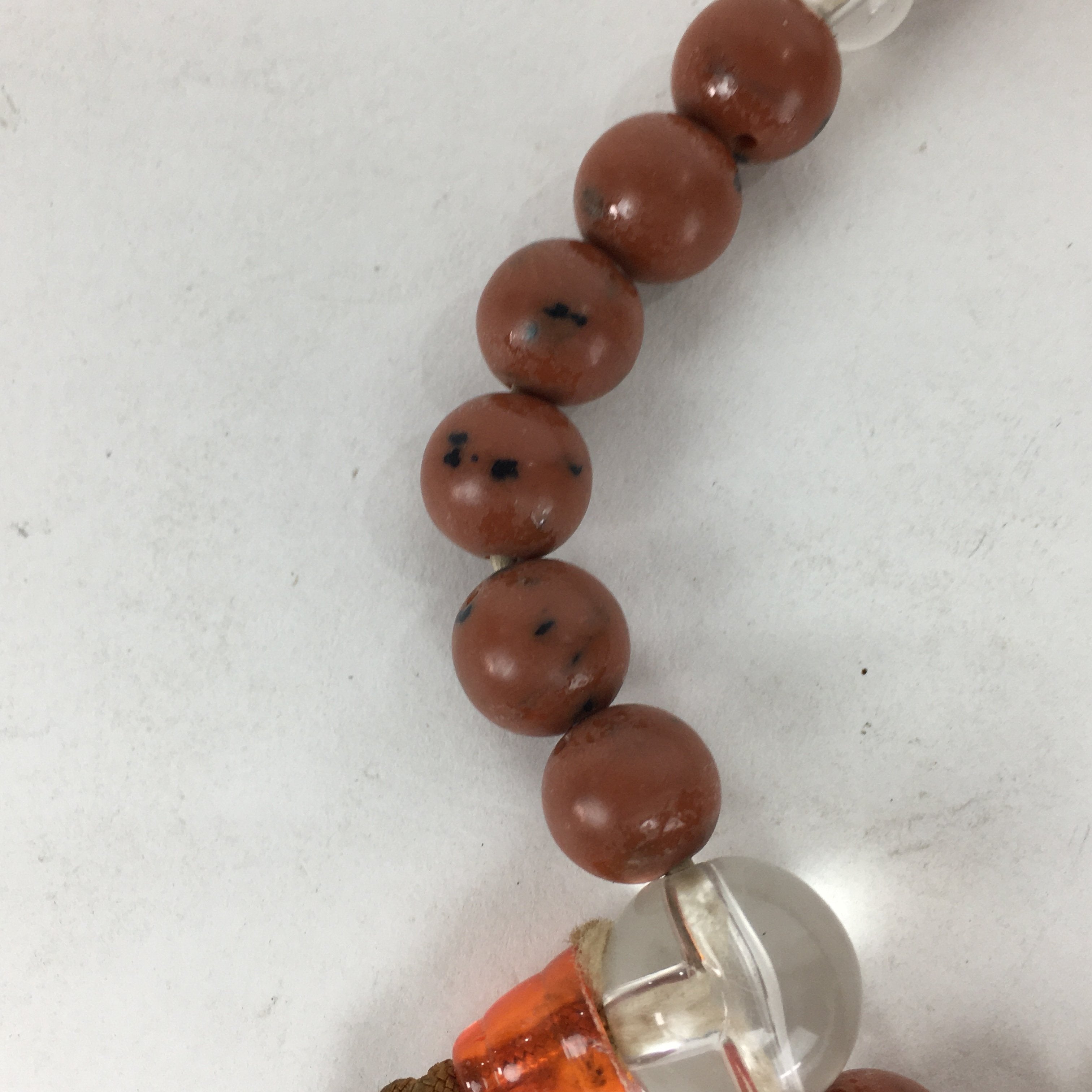 Japanese Buddhist Prayer Beads Vtg Mahogany Obsidian Style Juzu Rosary JZ74