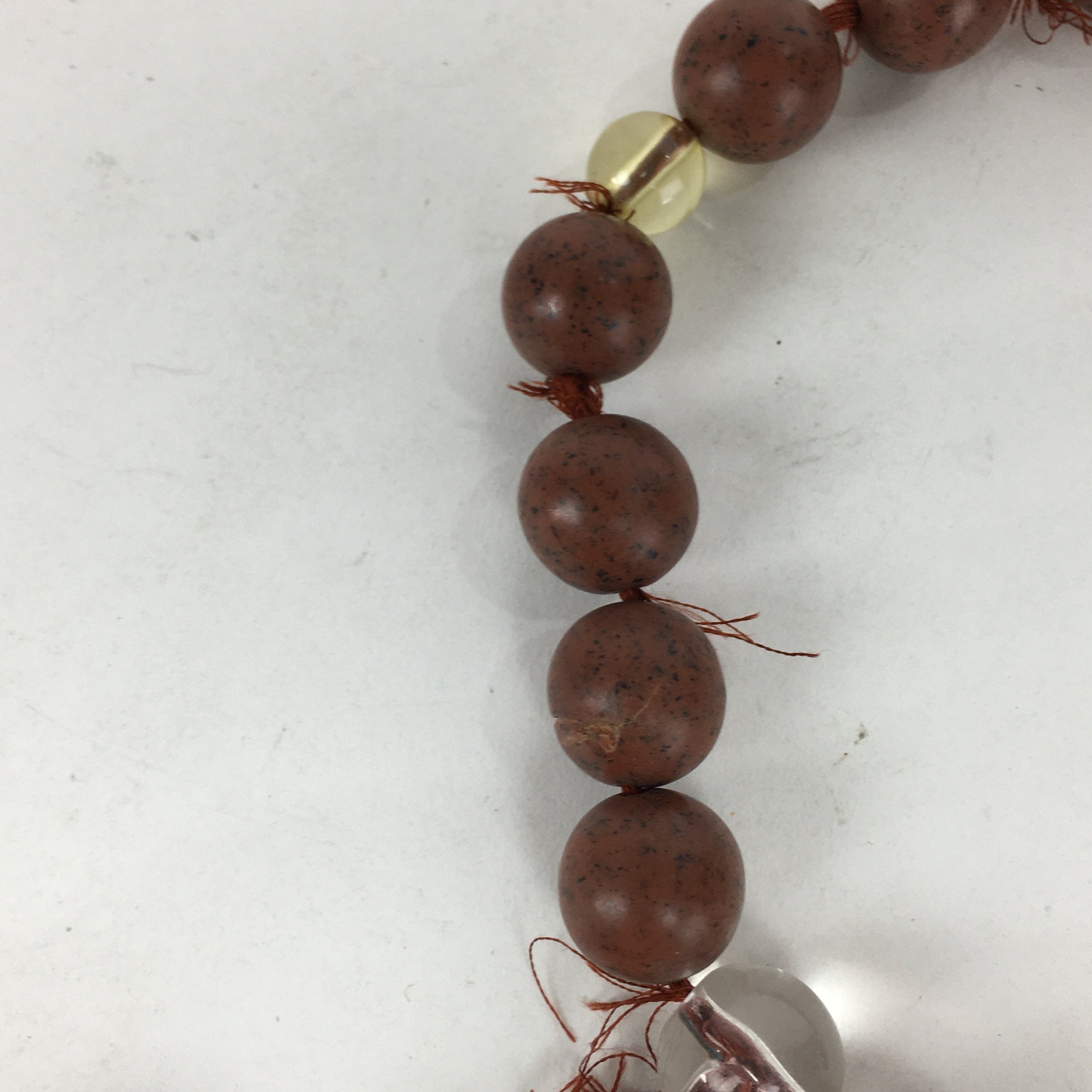 Japanese Buddhist Prayer Beads Vtg Mahogany Obsidian Style Juzu Rosary JZ75