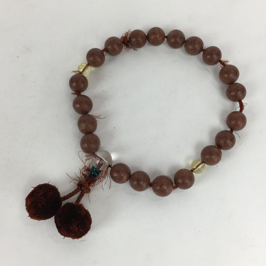 Japanese Buddhist Prayer Beads Vtg Mahogany Obsidian Style Juzu Rosary JZ75