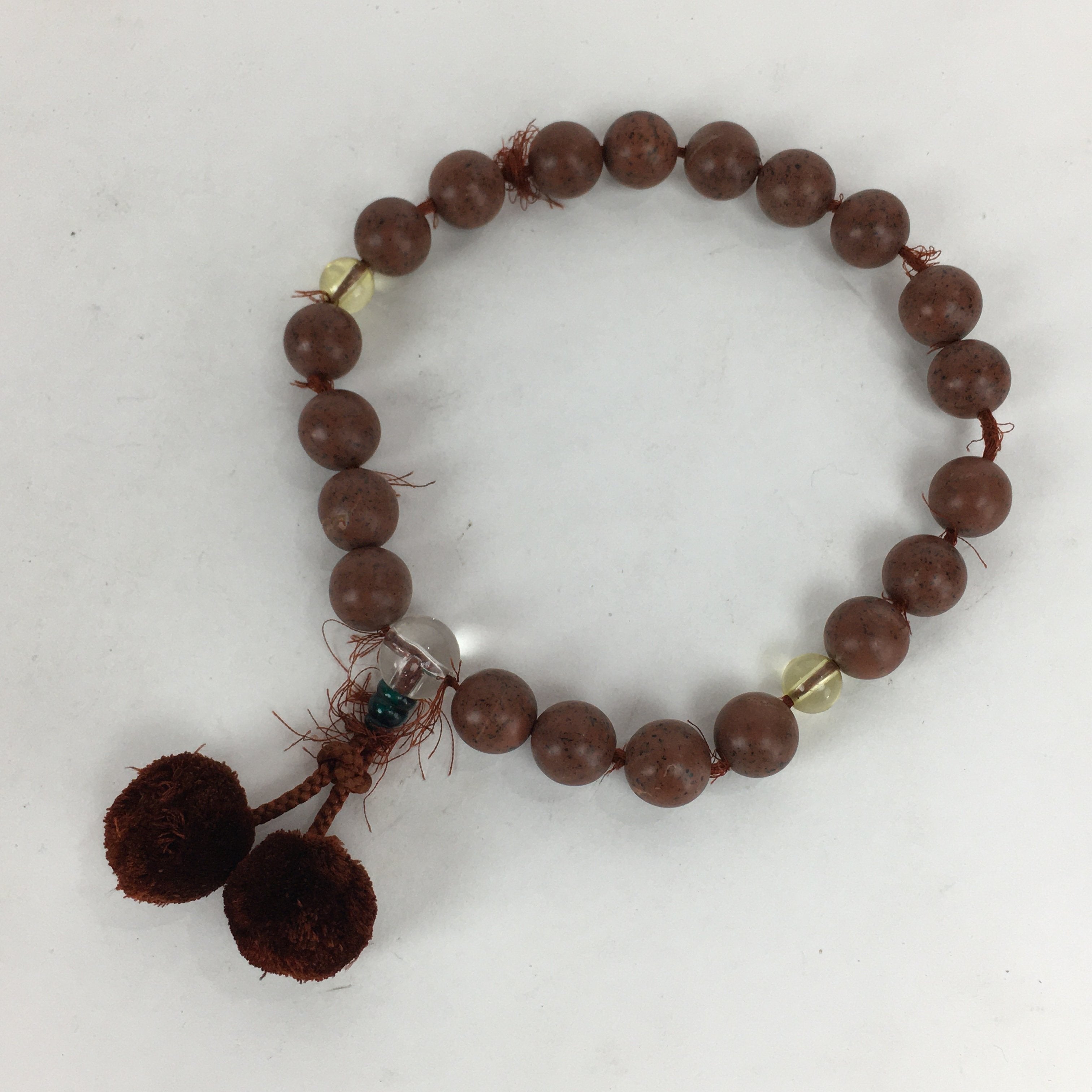 Japanese Buddhist Prayer Beads Vtg Mahogany Obsidian Style Juzu Rosary JZ75