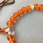 Japanese Buddhist Prayer Beads Vtg Orange Juzu Rosary Bracelet JZ32