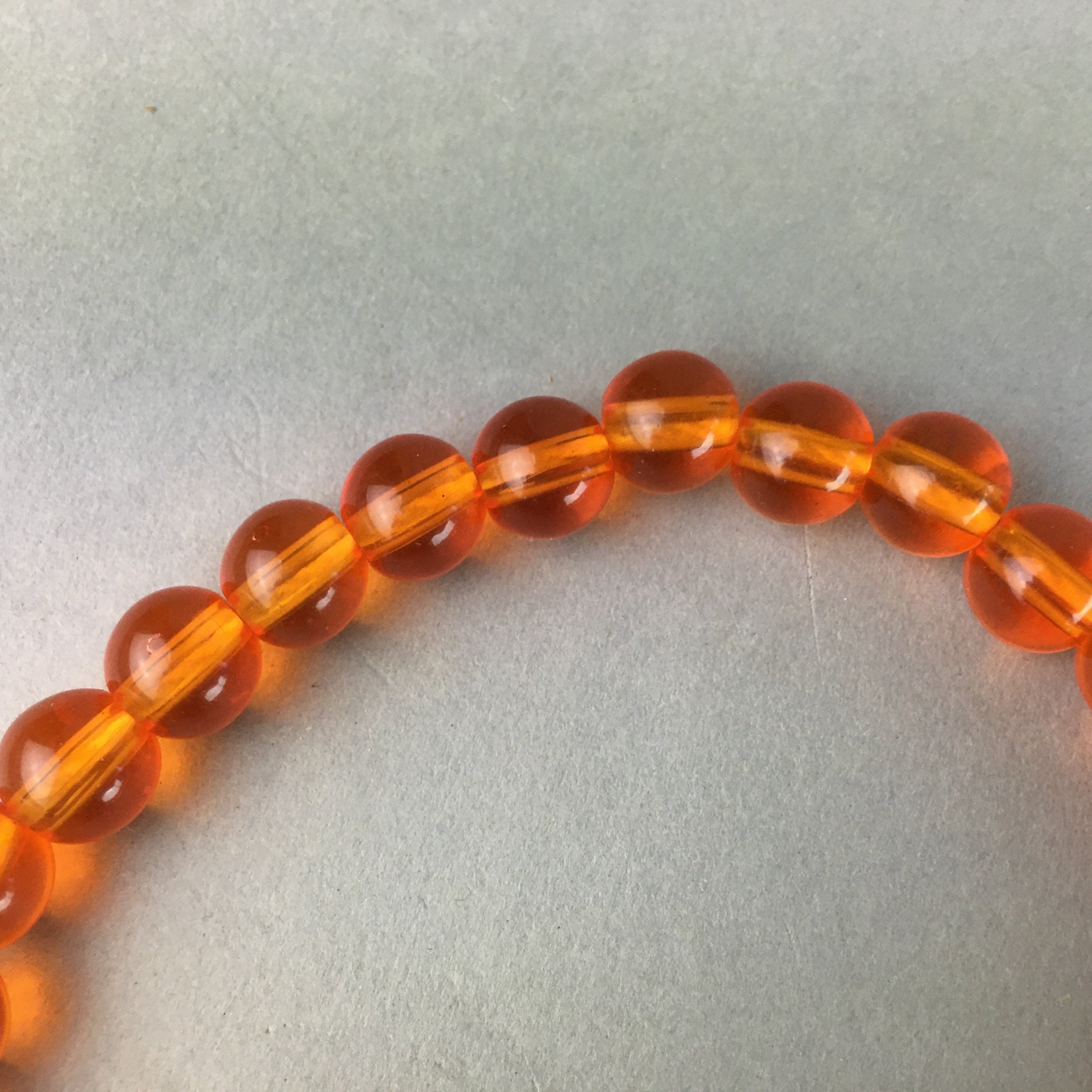 Japanese Buddhist Prayer Beads Vtg Orange Juzu Rosary Bracelet JZ32