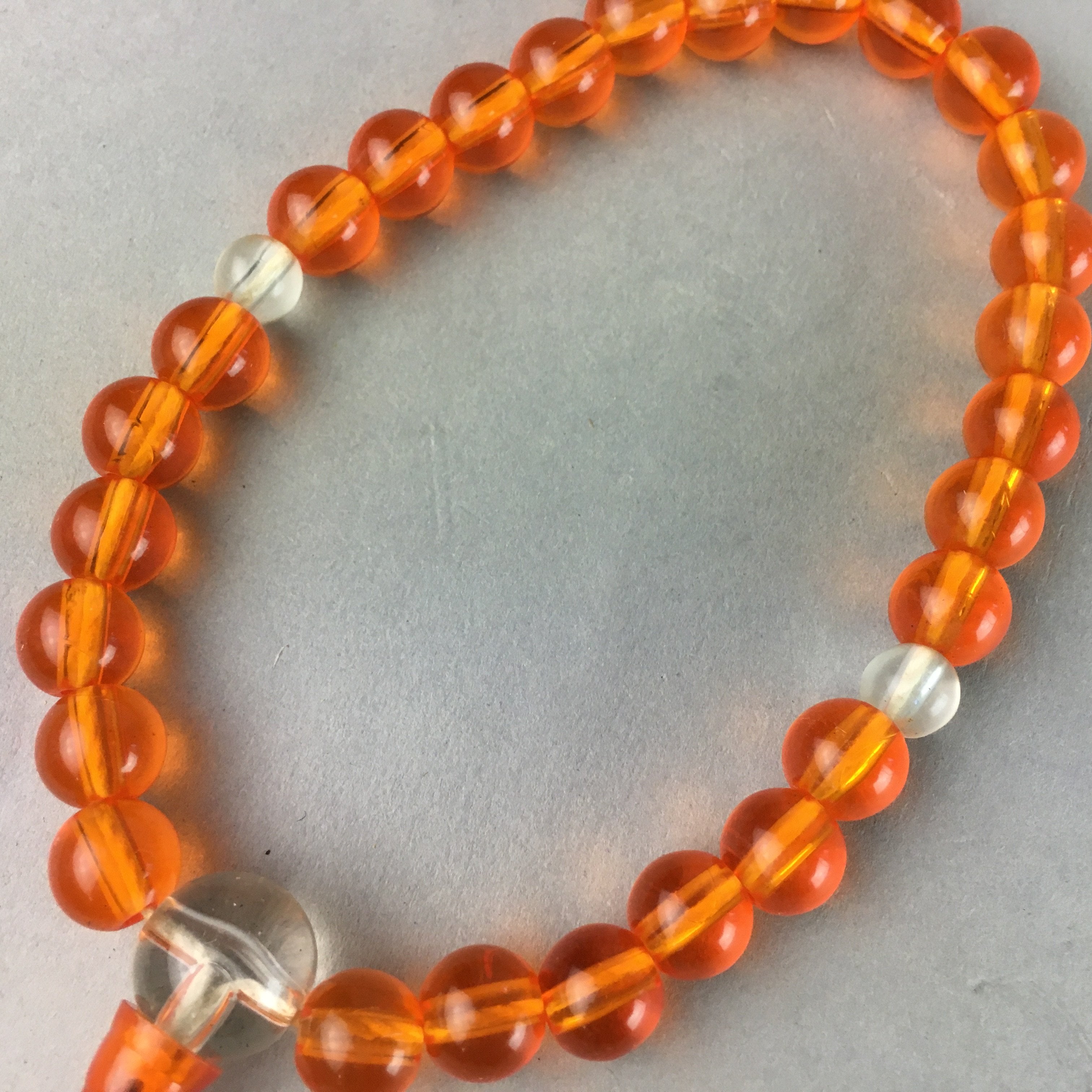 Japanese Buddhist Prayer Beads Vtg Orange Juzu Rosary Bracelet JZ32