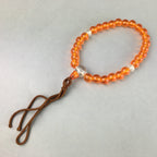 Japanese Buddhist Prayer Beads Vtg Orange Juzu Rosary Bracelet JZ32