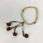 Japanese Buddhist Prayer Beads Vtg Orange Sango With Bag Juzu Bracelet JZ101