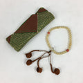 Japanese Buddhist Prayer Beads Vtg Orange Sango With Bag Juzu Bracelet JZ101