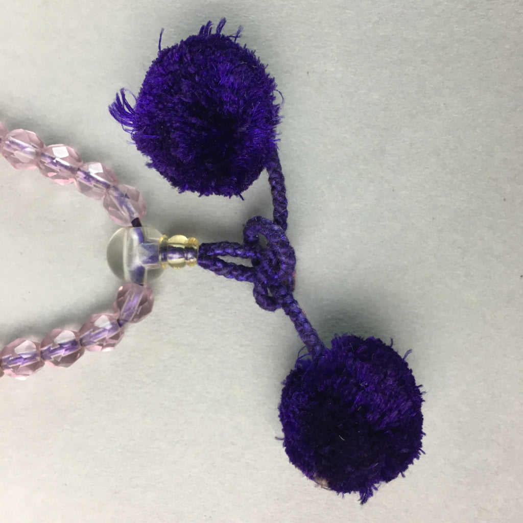 Japanese Buddhist Prayer Beads Vtg Purple Juzu Rosary Bracelet JZ21