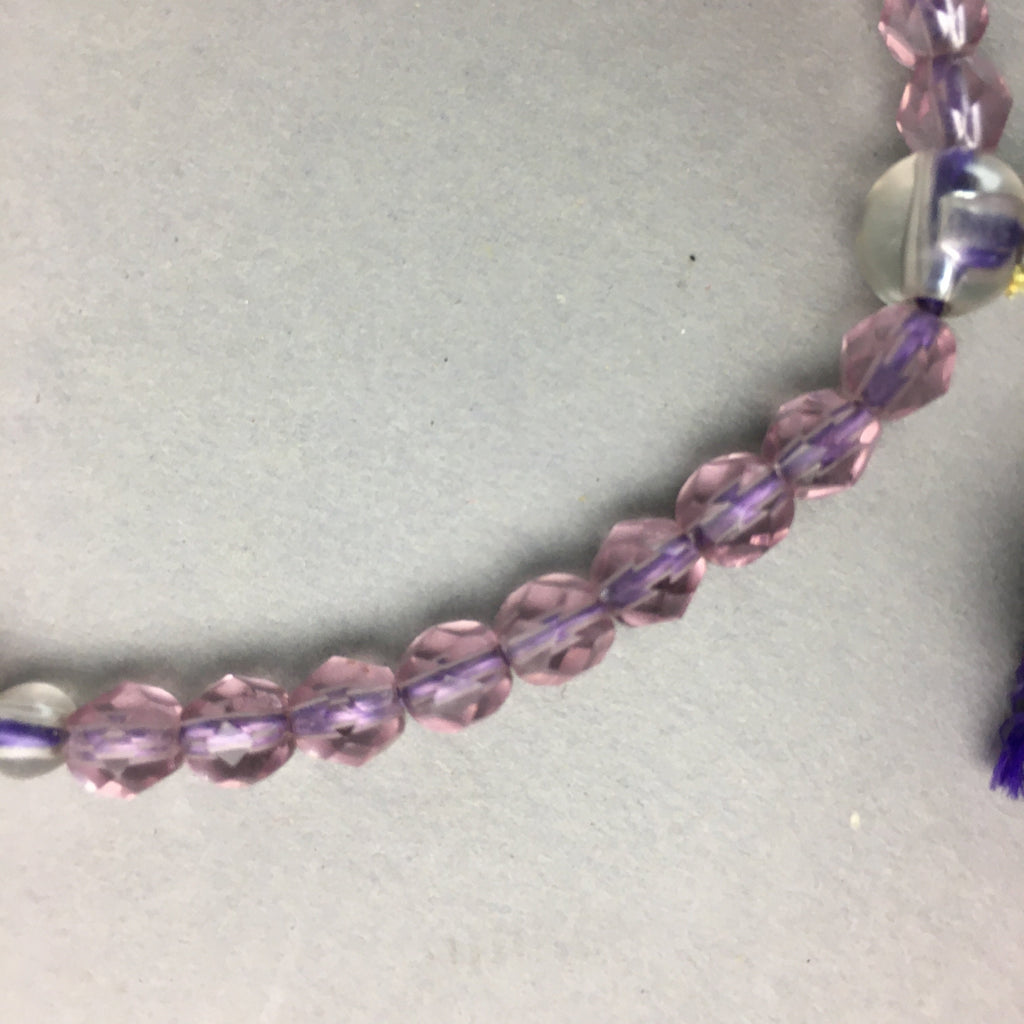Japanese Buddhist Prayer Beads Vtg Purple Juzu Rosary Bracelet JZ21
