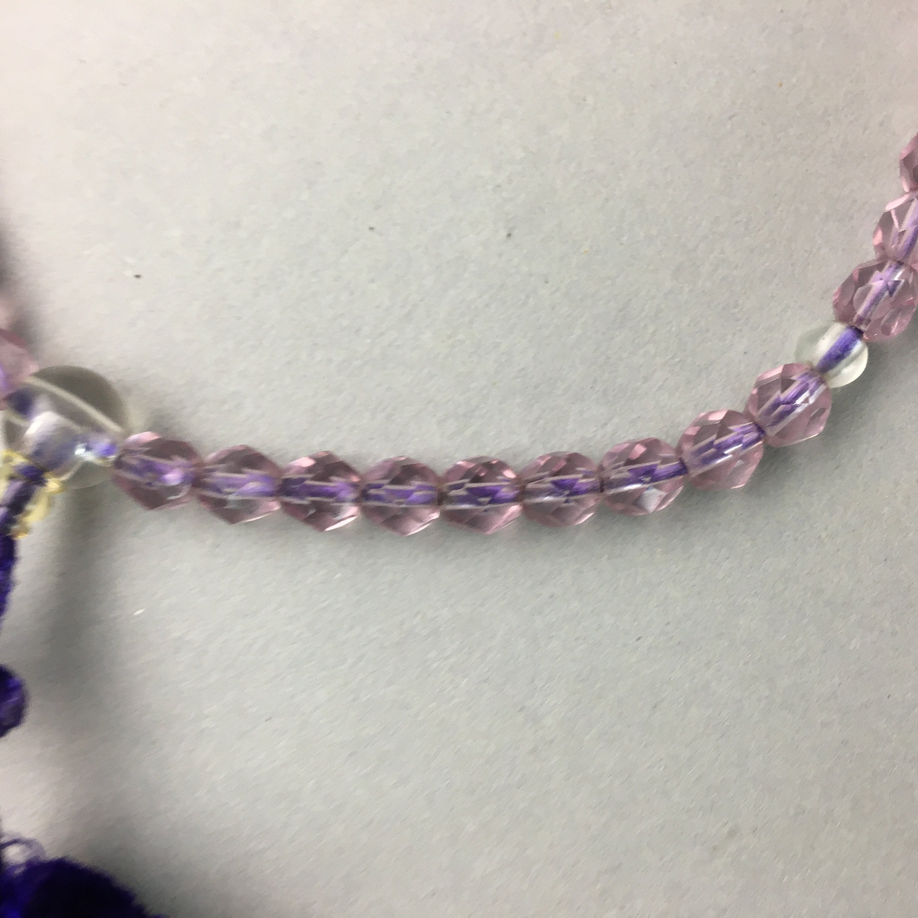 Japanese Buddhist Prayer Beads Vtg Purple Juzu Rosary Bracelet JZ21