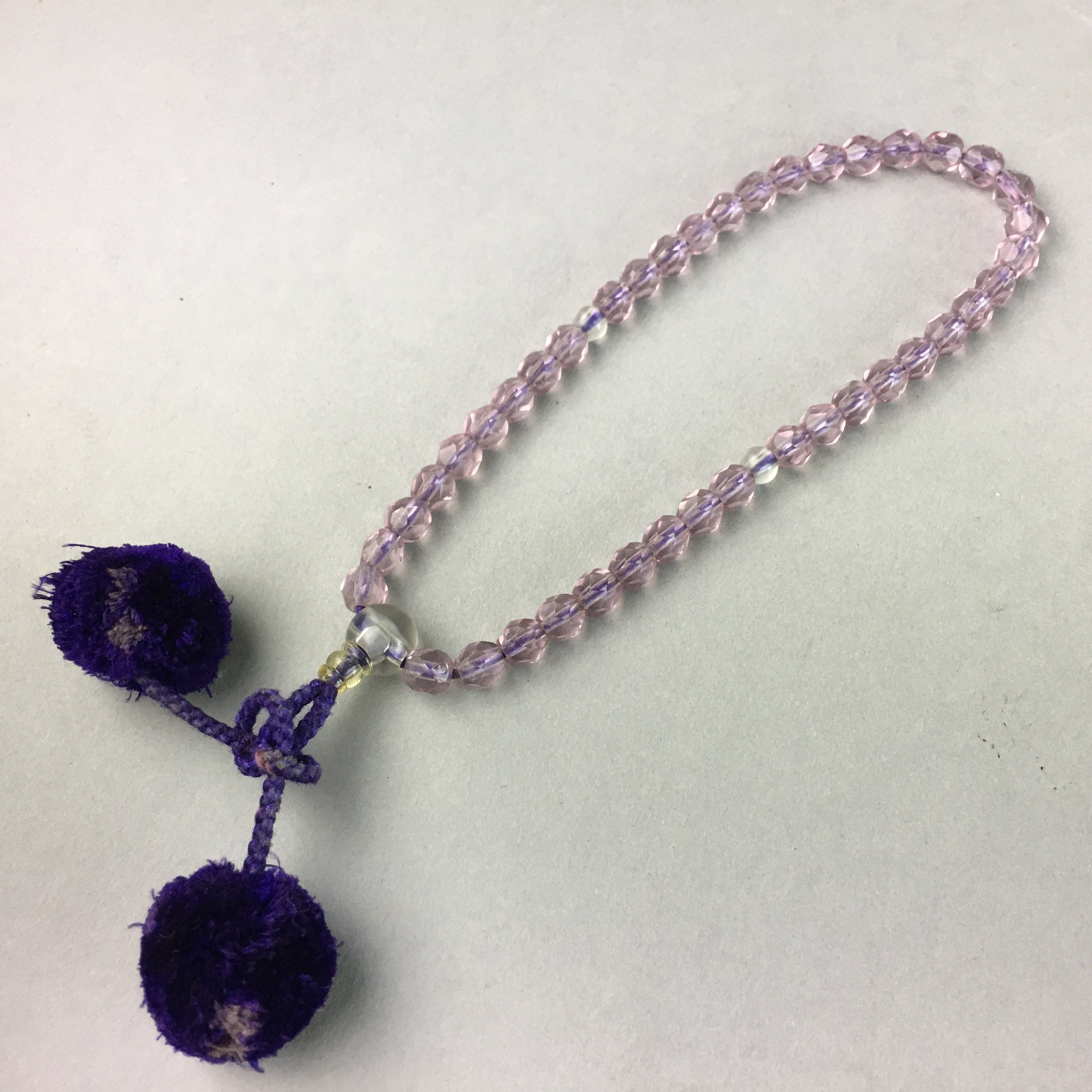 Japanese Buddhist Prayer Beads Vtg Purple Juzu Rosary Bracelet JZ21