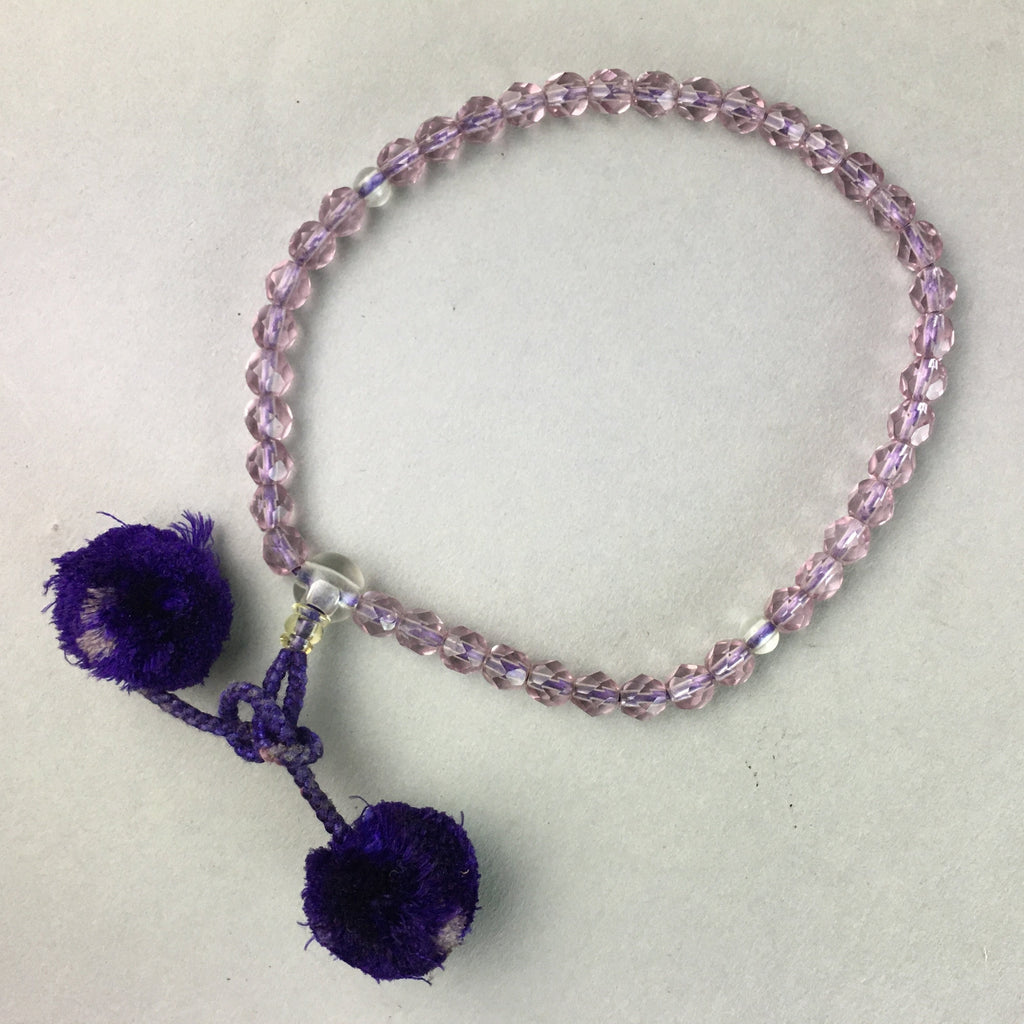 Japanese Buddhist Prayer Beads Vtg Purple Juzu Rosary Bracelet JZ21