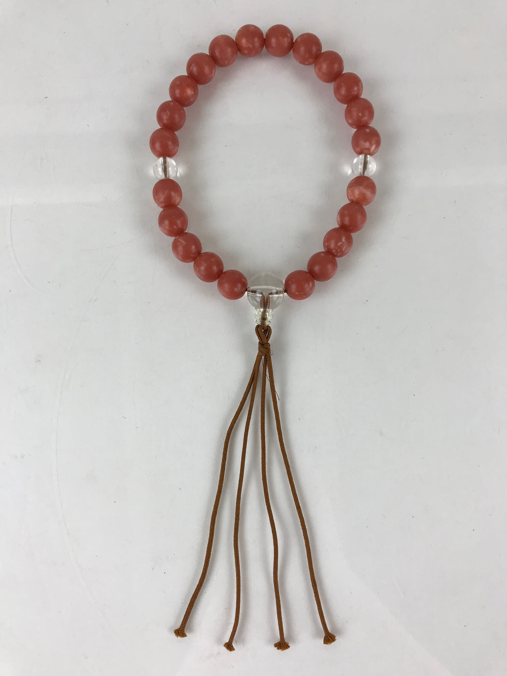 Japanese Buddhist Prayer Beads Vtg Red Marble Juzu Rosary Bracelet JZ107