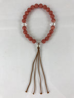 Japanese Buddhist Prayer Beads Vtg Red Marble Juzu Rosary Bracelet JZ107
