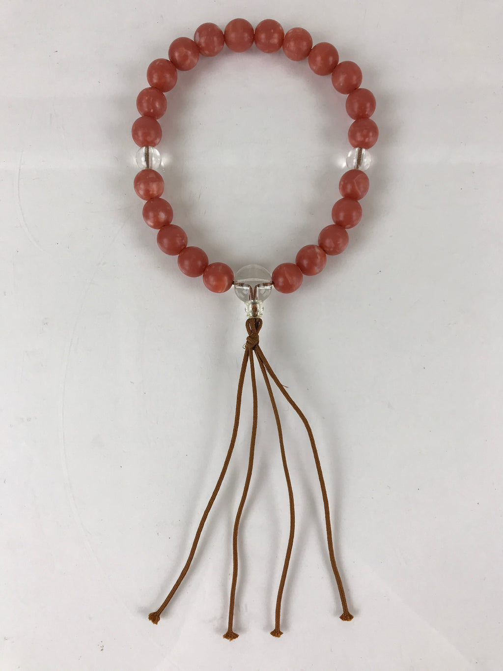 Japanese Buddhist Prayer Beads Vtg Red Marble Juzu Rosary Bracelet JZ107
