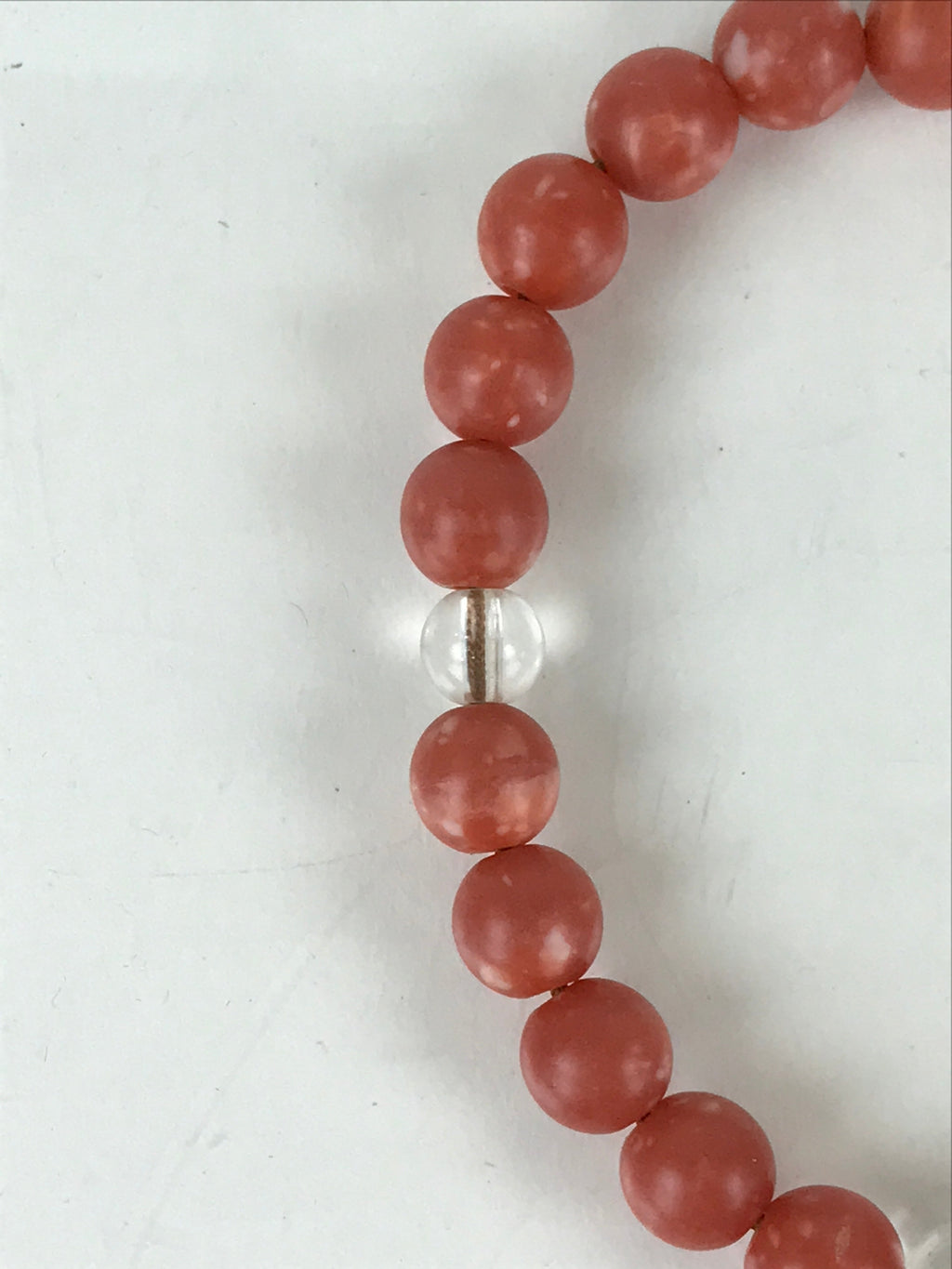 Japanese Buddhist Prayer Beads Vtg Red Marble Juzu Rosary Bracelet JZ107