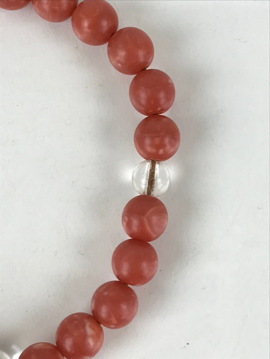 Japanese Buddhist Prayer Beads Vtg Red Marble Juzu Rosary Bracelet JZ107