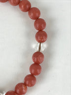 Japanese Buddhist Prayer Beads Vtg Red Marble Juzu Rosary Bracelet JZ107