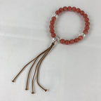 Japanese Buddhist Prayer Beads Vtg Red Marble Juzu Rosary Bracelet JZ107