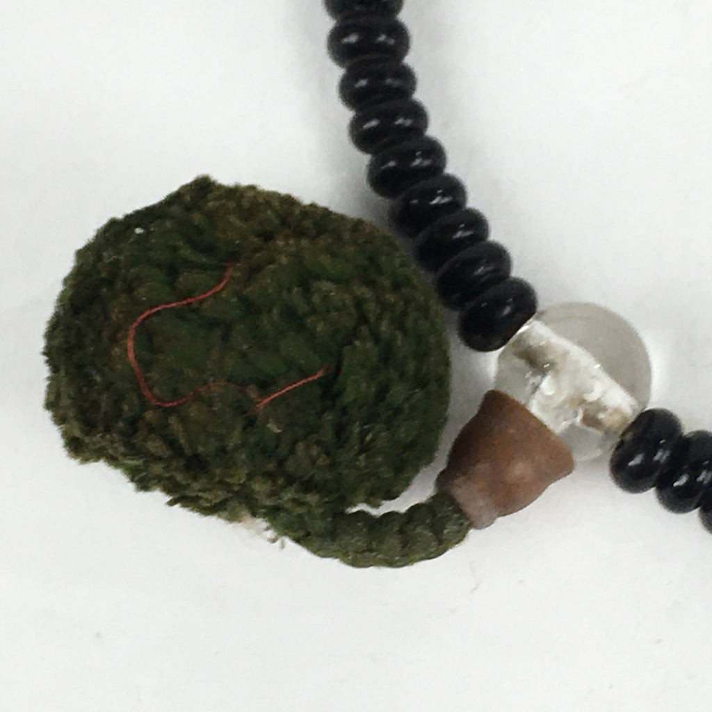 Japanese Buddhist Prayer Beads Vtg Sango Orange Black Juzu Rosary Bracelet JZ98