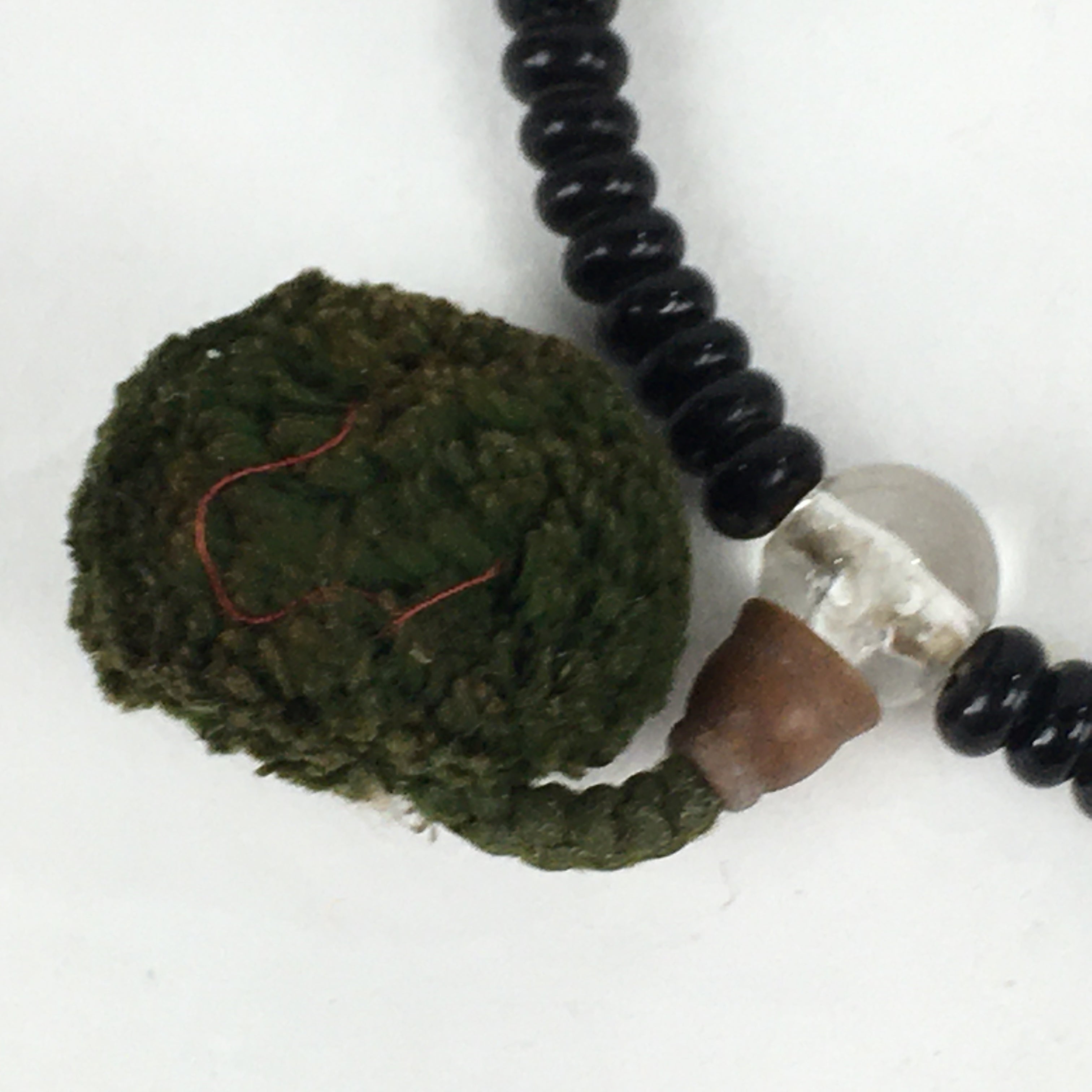 Japanese Buddhist Prayer Beads Vtg Sango Orange Black Juzu Rosary Bracelet JZ98
