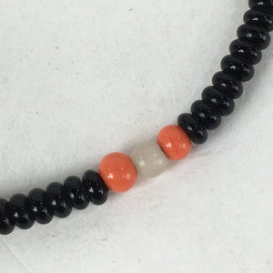 Japanese Buddhist Prayer Beads Vtg Sango Orange Black Juzu Rosary Bracelet JZ99