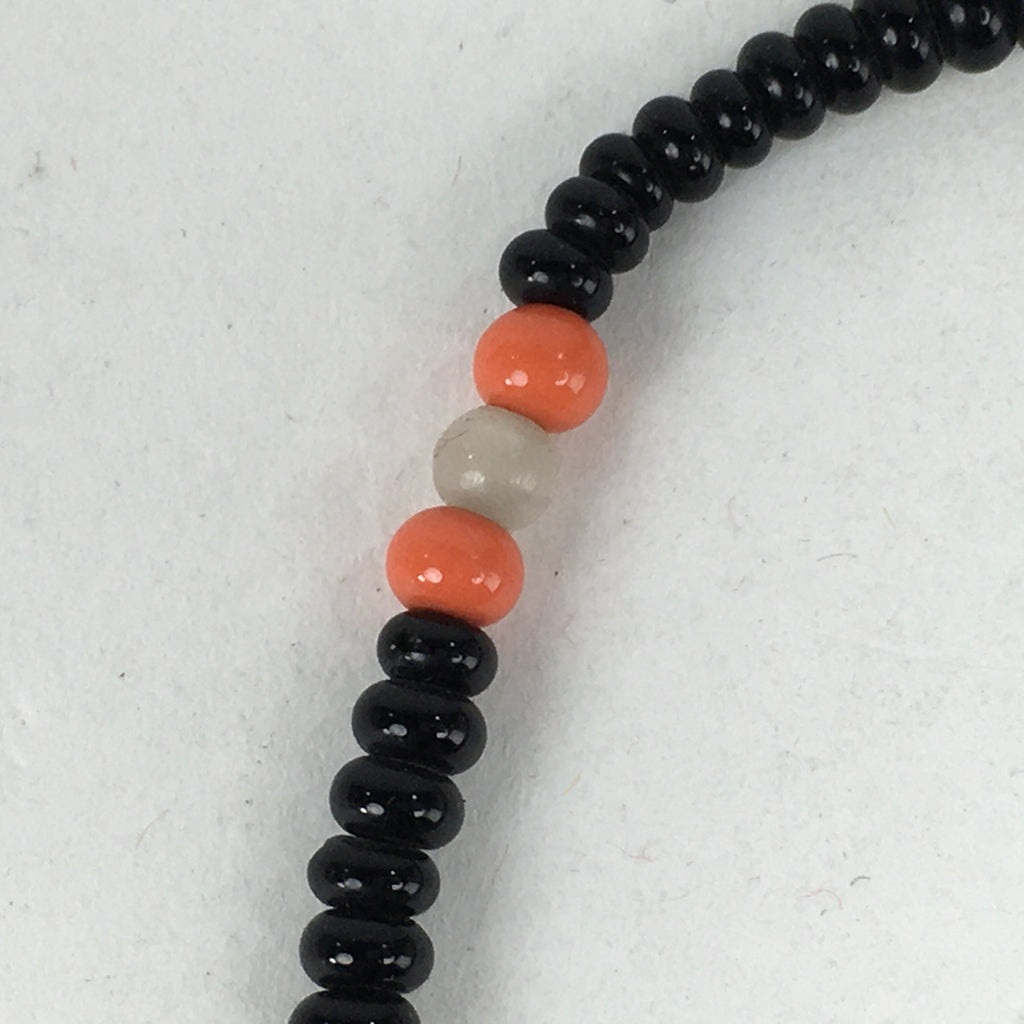 Japanese Buddhist Prayer Beads Vtg Sango Orange Black Juzu Rosary Bracelet JZ99