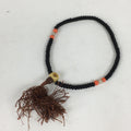 Japanese Buddhist Prayer Beads Vtg Sango Orange Black Juzu Rosary Bracelet JZ99