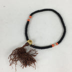 Japanese Buddhist Prayer Beads Vtg Sango Orange Black Juzu Rosary Bracelet JZ99