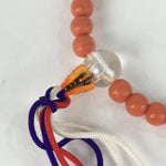 Japanese Buddhist Prayer Beads Vtg Sango Orange Juzu Rosary Bracelet JZ92