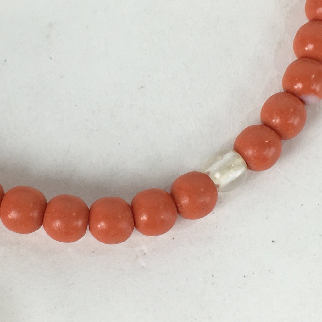 Japanese Buddhist Prayer Beads Vtg Sango Orange Juzu Rosary Bracelet JZ92