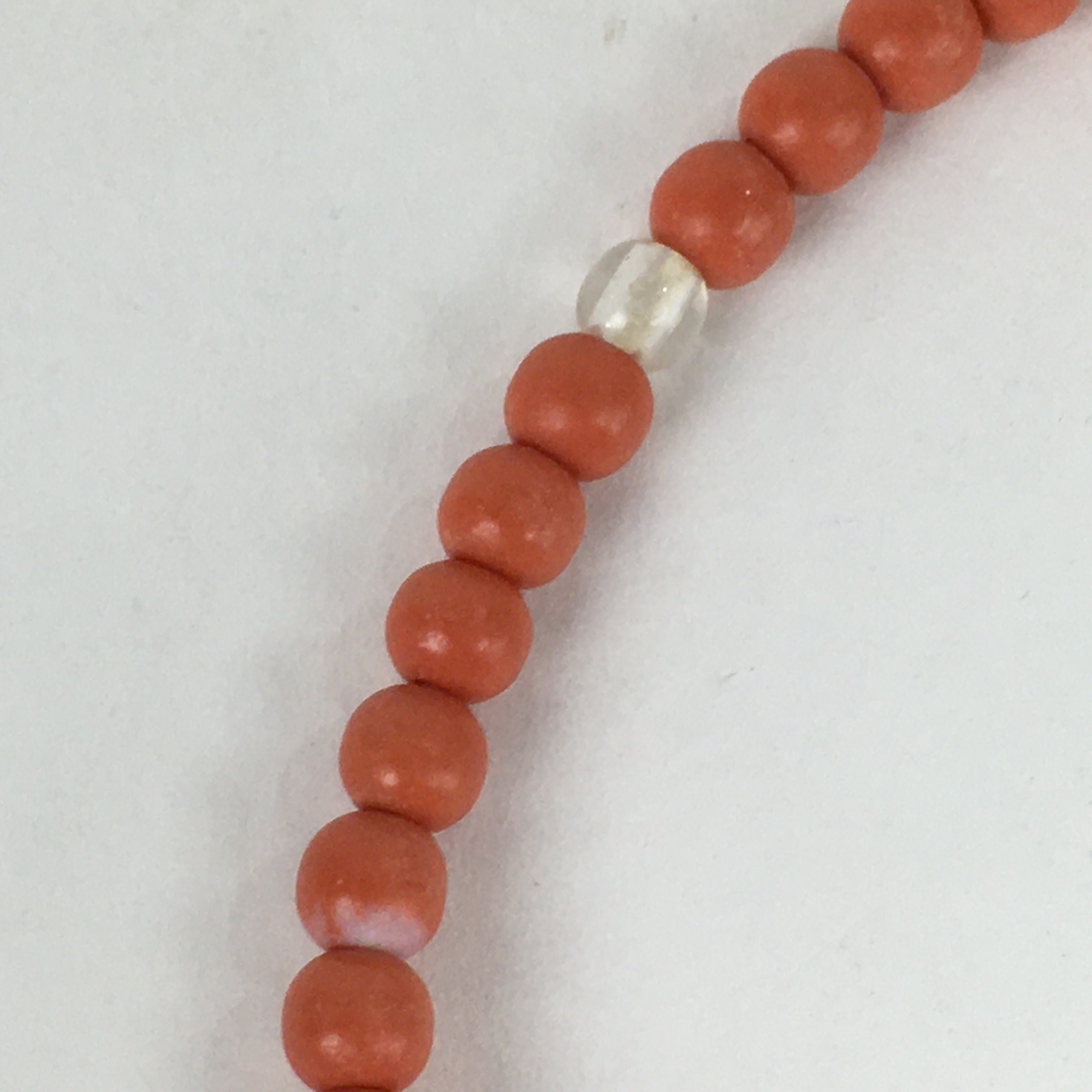 Japanese Buddhist Prayer Beads Vtg Sango Orange Juzu Rosary Bracelet JZ92