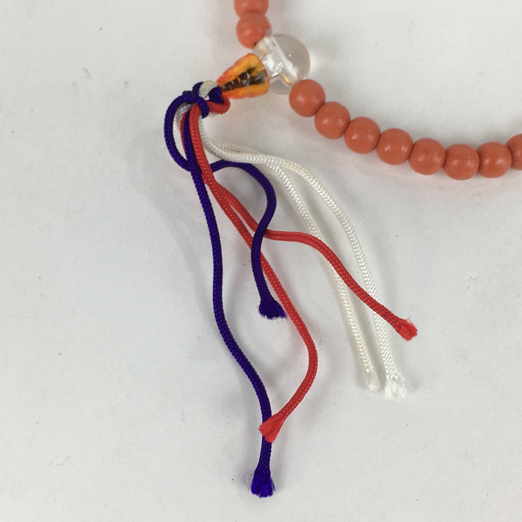Japanese Buddhist Prayer Beads Vtg Sango Orange Juzu Rosary Bracelet JZ92
