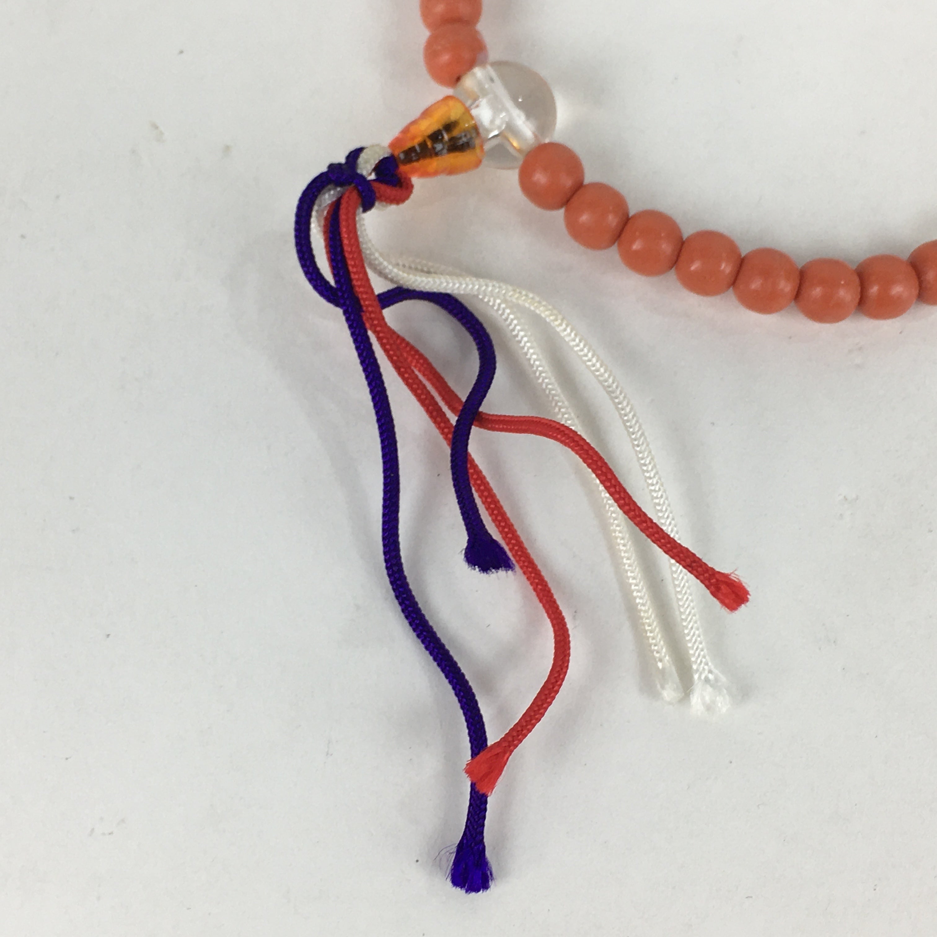 Japanese Buddhist Prayer Beads Vtg Sango Orange Juzu Rosary Bracelet JZ92