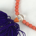 Japanese Buddhist Prayer Beads Vtg Sango Orange Juzu Rosary Bracelet JZ93