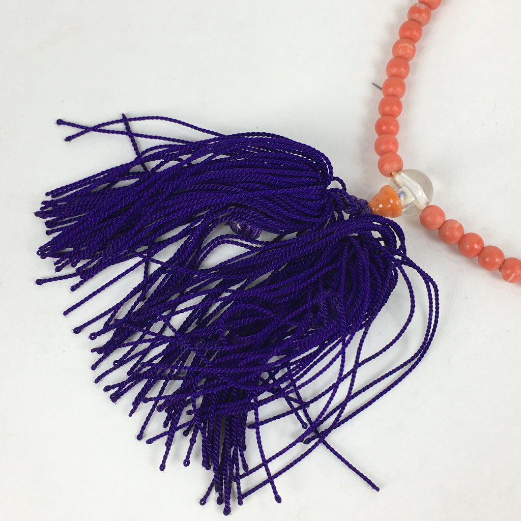 Japanese Buddhist Prayer Beads Vtg Sango Orange Juzu Rosary Bracelet JZ93