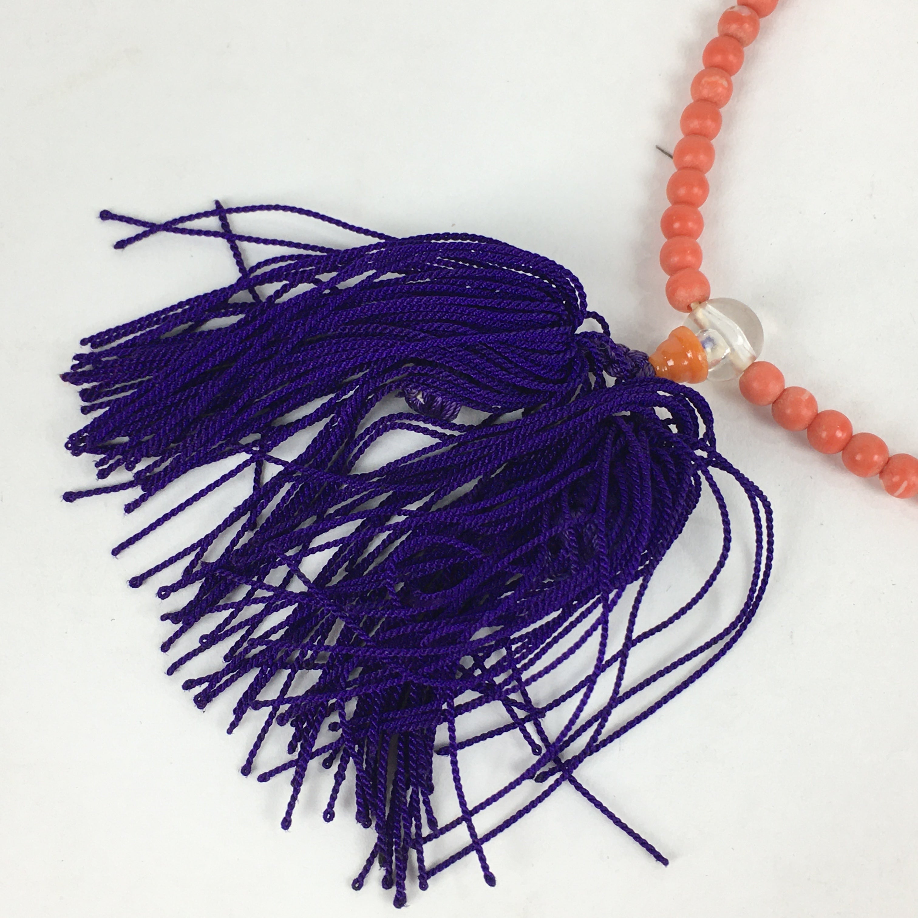 Japanese Buddhist Prayer Beads Vtg Sango Orange Juzu Rosary Bracelet JZ93