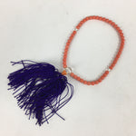 Japanese Buddhist Prayer Beads Vtg Sango Orange Juzu Rosary Bracelet JZ93
