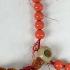 Japanese Buddhist Prayer Beads Vtg Sango Orange Juzu Rosary Bracelet JZ95